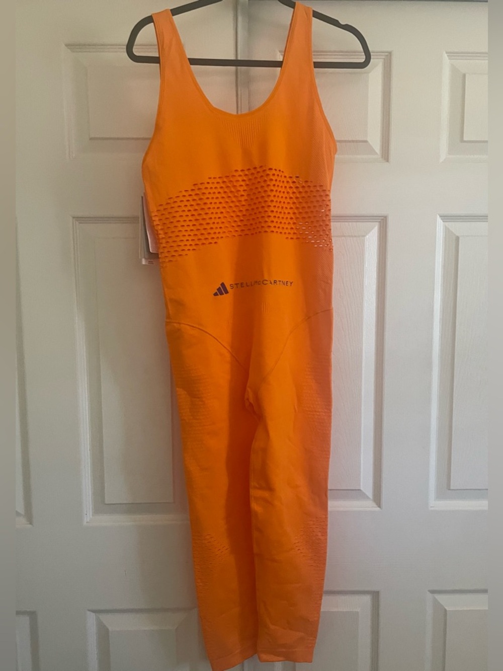 Adidas by Stella McCartney Women's Orange Asmc Mesh Onesie Jumpsuit